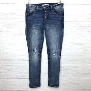 KanCan Jeans Women's Clarie Mid Rise Boyfriend Button Fly Distressed KC5118D 9